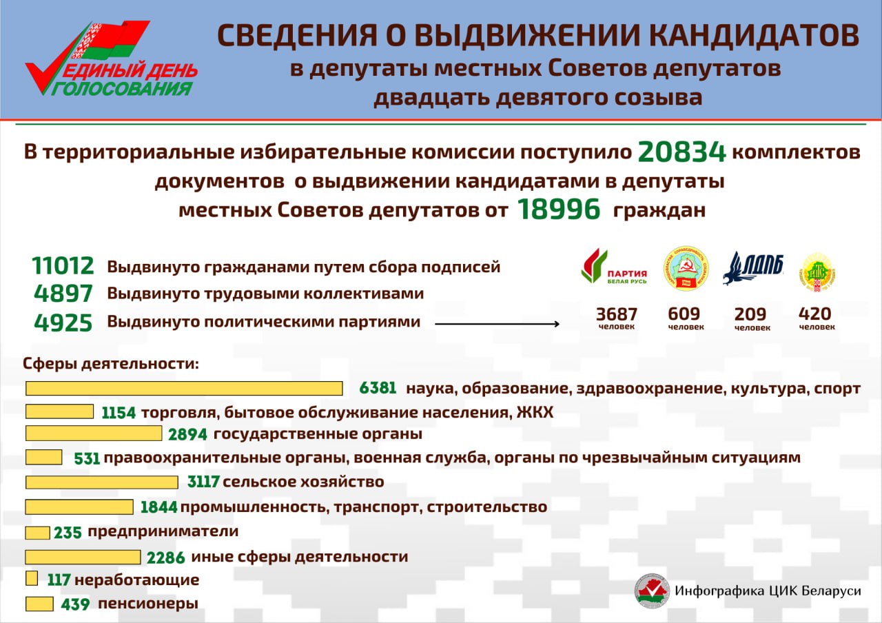 В кандидаты в местные Советы депутатов выдвинуты 18996 человек